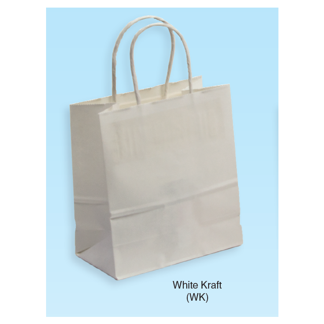 7"X3-1/2"X8" SUPER PRIME WHITE KRAFT HANDLED SHOPPING BAGS - SH-PRIMEWK