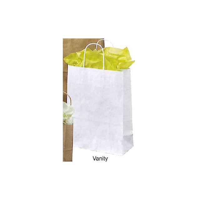 10X5X13 VANITY WHITE KRAFT HANDLED SHOPPING BAG - SH-VAWK