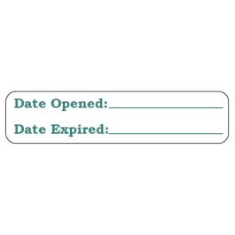Open Date Labelling WARNING LABEL 1-9/16 X 3/8 - DATE OPENED DATE EXPIRED